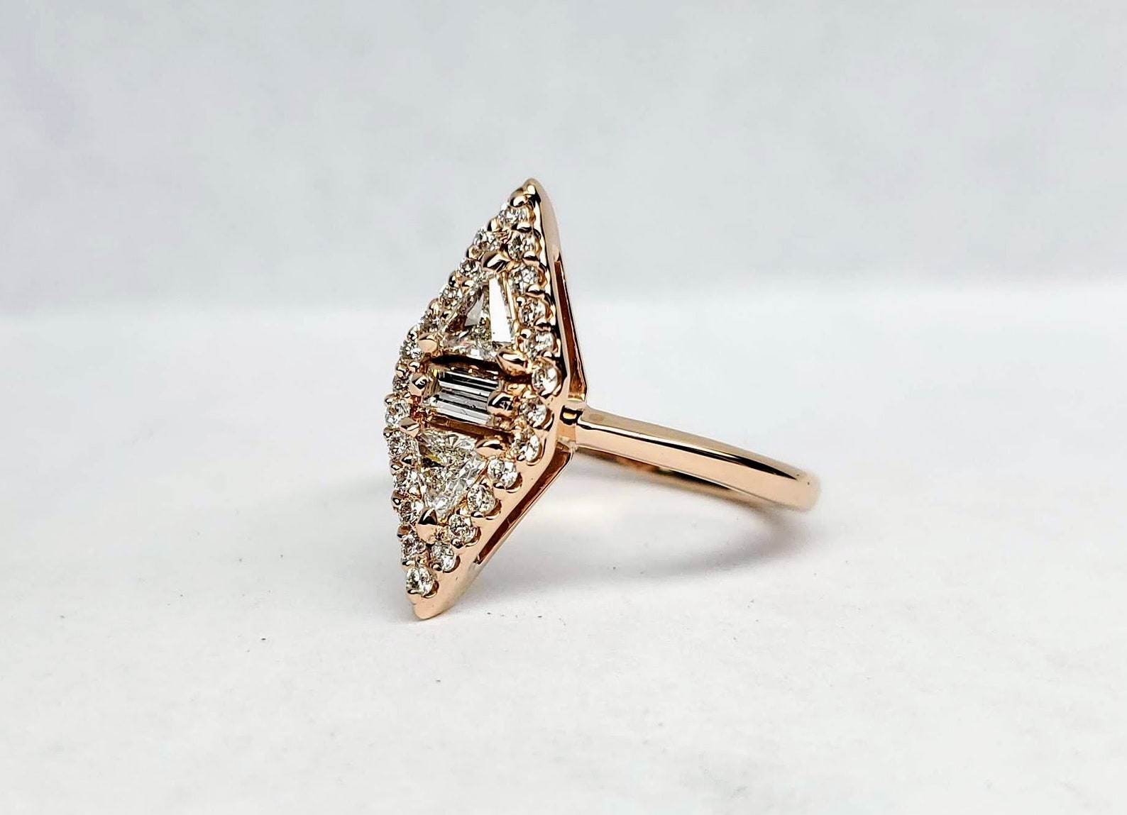 Triangle Diamond Engagement Ring Geometrical Engagement Ring Etsy