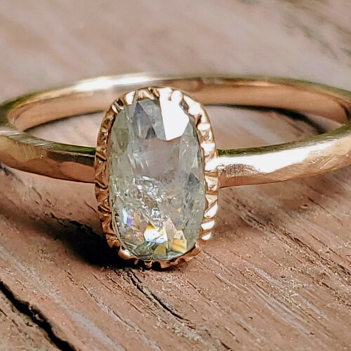 Raw Diamond Unique Engagement Salt and Pepper Black Etsy