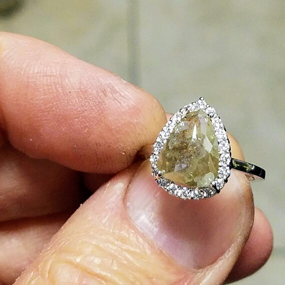 Rustic gray diamond engagement ring. Organic grey diamond ring.