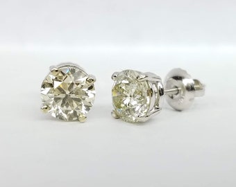 1.90 carat Diamond stud earrings, White gold diamond earrings.