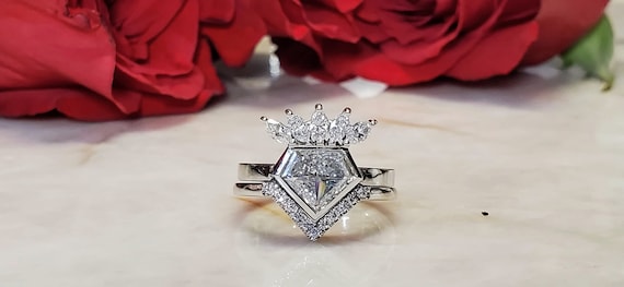 Shield shape diamond 1.35 carat engagement ring