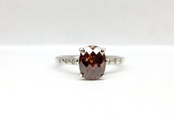 Rose Cut brown oval diamond Ring.