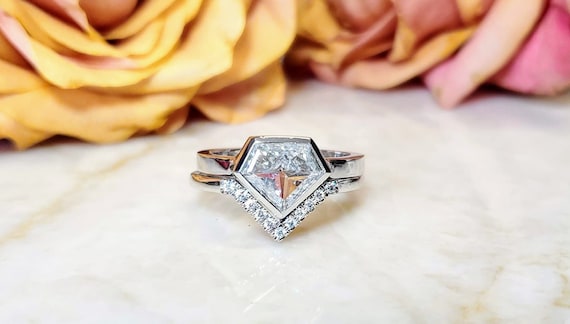 Shield shape diamond 1.35 carat engagement ring