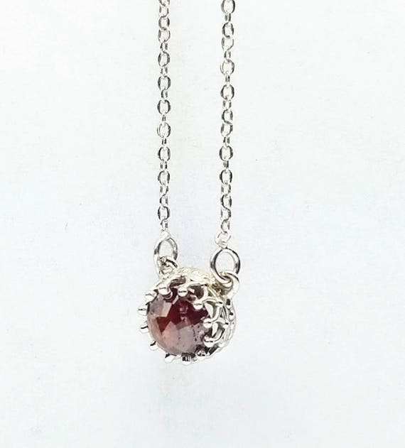 Diamond pendant, Brown diamond pendant, Dainty diamond pendant, Rose cut raw diamond necklace.