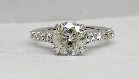 1.71 carat Salt and Pepper diamond engagement ring.