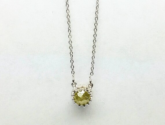 Diamond pendant, Grey diamond pendant, Dainty diamond pendant, Rose cut raw diamond necklace.