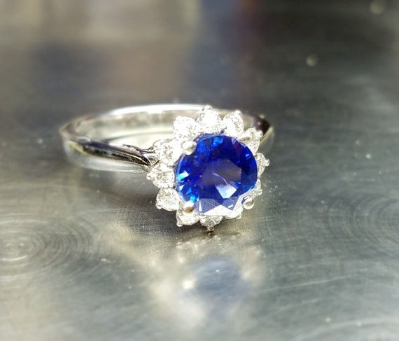 Blue sapphire engagement ring/Something blue/September birthstone, Natural sapphire.