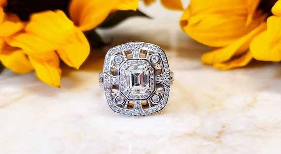 Emerald Cut Diamond Engagement Ring / Emerald Cut Diamond Statement Ring