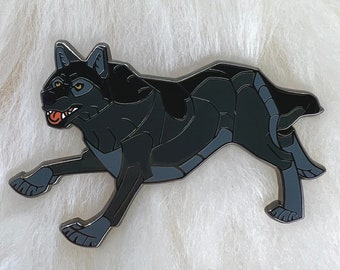 Black Wolf Hard Enamel Pin: Art Deco Tierbrosche