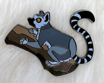 Ring Tailed Lemur Hard Enamel Pin | Lemur Pin | Animal Pin | Art Deco