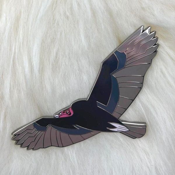 Pin de esmalte duro de buitre de pavo: pájaro art déco