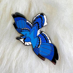 Blue Jay Hard Enamel Pin Blue Jay Pin Bird Pin Animal Pin Art Deco image 1