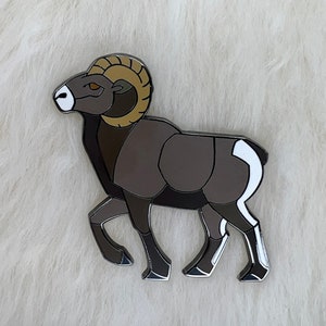 Bighorn Sheep Hard Enamel Pin | Ram Pin | Animal Pin | Art Deco