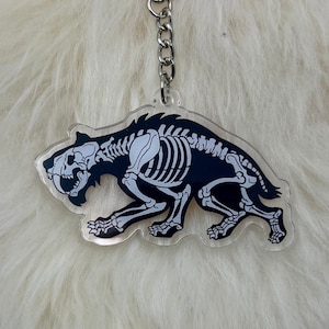 Säbelzahntiger Schlüsselanhänger | Smilodon Schlüsselanhänger | Eiszeit Schlüsselanhänger Charm