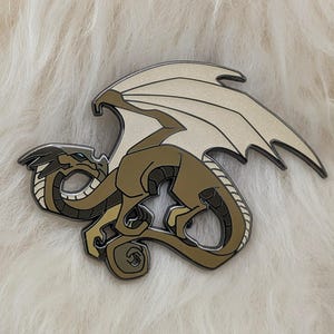 Yellow Dragon Enamel Pin: Art Deco Fantasy Brooch