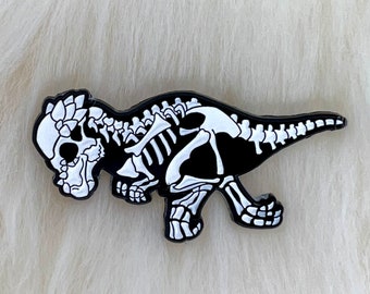 Pin de esmalte de Pachycephalosaurus que brilla en la oscuridad: fósil de dinosaurio