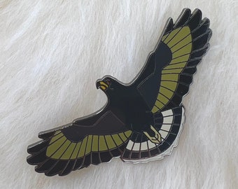 Common Black Hawk Hard Enamel Pin | Hawk Pin | Bird Pin | Art Deco