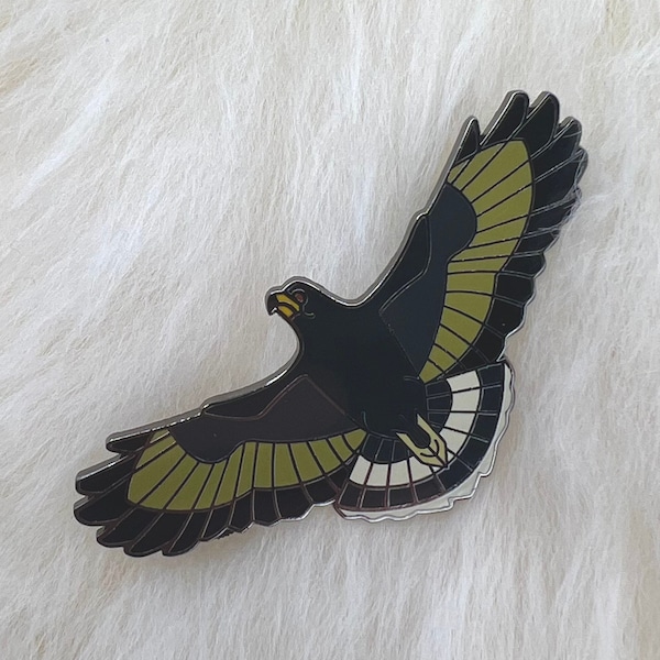 Common Black Hawk Hard Enamel Pin | Hawk Pin | Bird Pin | Art Deco