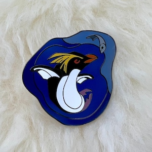 Rockhopper Penguin Hard Enamel Pin Penguin Pin Bird Pin Animal Pin image 1