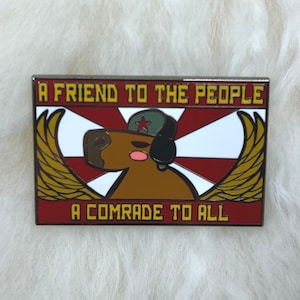 Commie Capybara Hard Enamel Pin: Black Nickel Plating