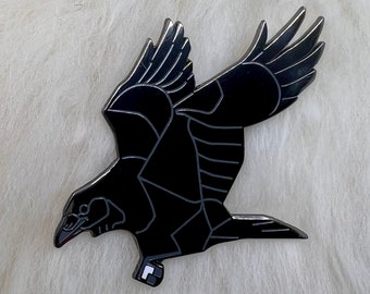 Raaf harde emaille pin | Raaf speld | Kraai speld | Vogel speld | Art Deco