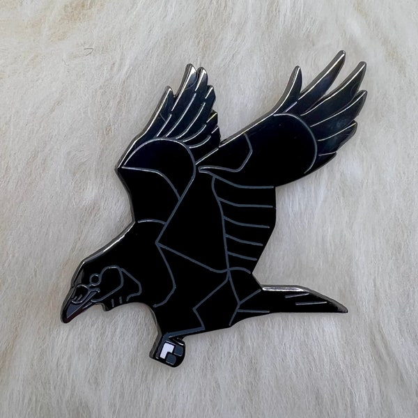 Raven Hard Enamel Pin | Raven Pin | Crow Pin | Bird Pin | Art Deco