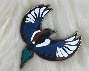 Magpie Bird Hard Enamel Pin | Magpie Pin | Bird Pin | Art Deco