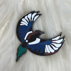 Magpie Bird Hard Enamel Pin Magpie Pin Bird Pin Art Deco image 1