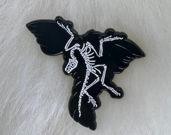 Pin de esmalte de Archaeopteryx: fósil de dinosaurio que brilla en la oscuridad