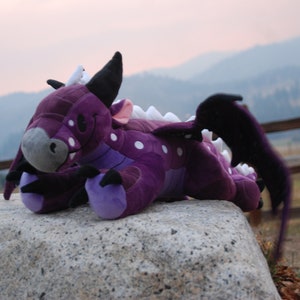 Dragon Plush | Elemental Dragon (Dark) | Dragon Stuffed Animal