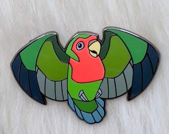 Rosy Faced Lovebird Hard Enamel Pin | Lovebird Pin | Bird Pin | Art Deco