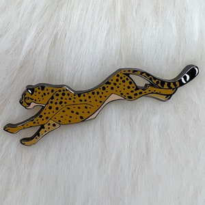 Cheetah Hard Enamel Pin: Art Deco Animal Brooch