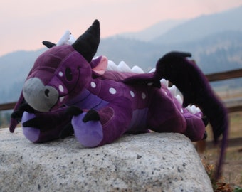 Dragon Plush | Elemental Dragon (Dark) | Dragon Stuffed Animal