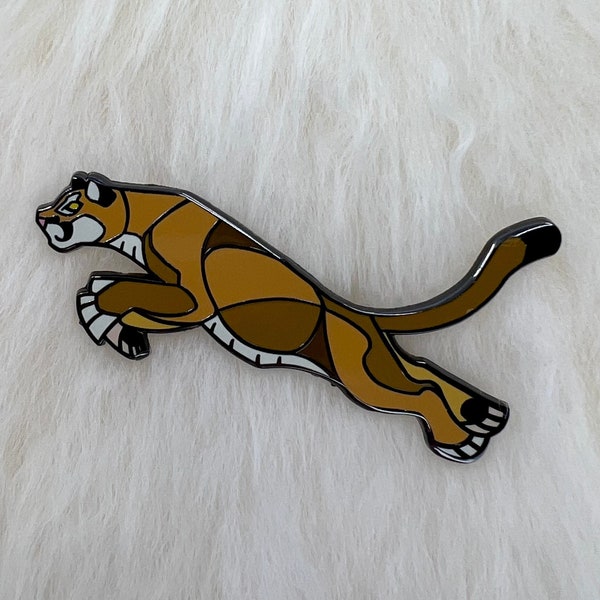 Cougar Hard Enamel Pin | Cougar Pin | Puma Pin | | Mountain Lion Pin | Animal Pin | Art Deco