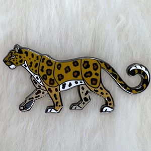 African Leopard Hard Enamel Pin - Wild Cat Animal Art Gift Accessory Jewelry Brooch