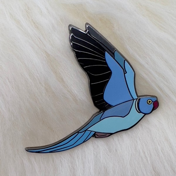 Blue Indian Ringneck Parakeet Hard Enamel Pin | Ringneck Pin | Bird Pin | Art Deco