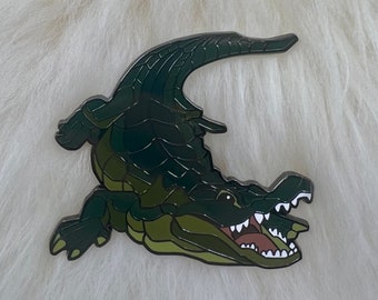 Alligator Hard Enamel Pin - Reptile Animal Crocodile Gator Brooch Wildlife Nature Lover Gift Jacket Lapel Accessory