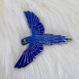 Blue Hyacinth Hard Enamel Pin | Macaw Pin | Bird Pin | Art Deco