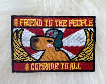 Écusson de broderie Capybara Commie : thermocollant politique amusant
