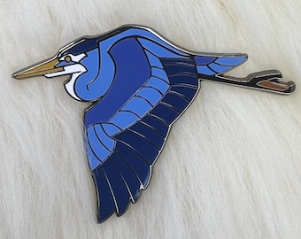 Great Blue Heron Enamel Pin | Shorebird Lapel Brooch Bird Animal Wildlife Jewelry Gift