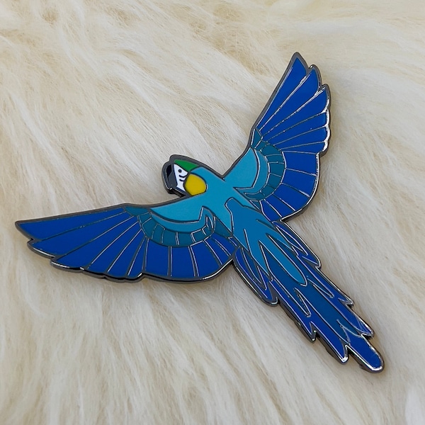 Blue and Yellow Macaw Hard Enamel Pin | Macaw Pin | Bird Pin | Art Deco