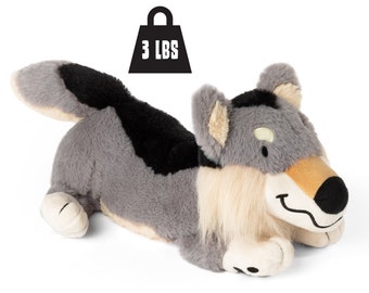 Peluche de lobo con peso de 3 libras: Animal de peluche para aliviar la ansiedad