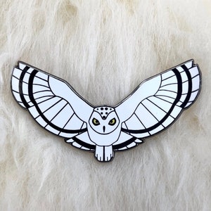 Snowy Owl Hard Enamel Pin: Art Deco Bird Brooch
