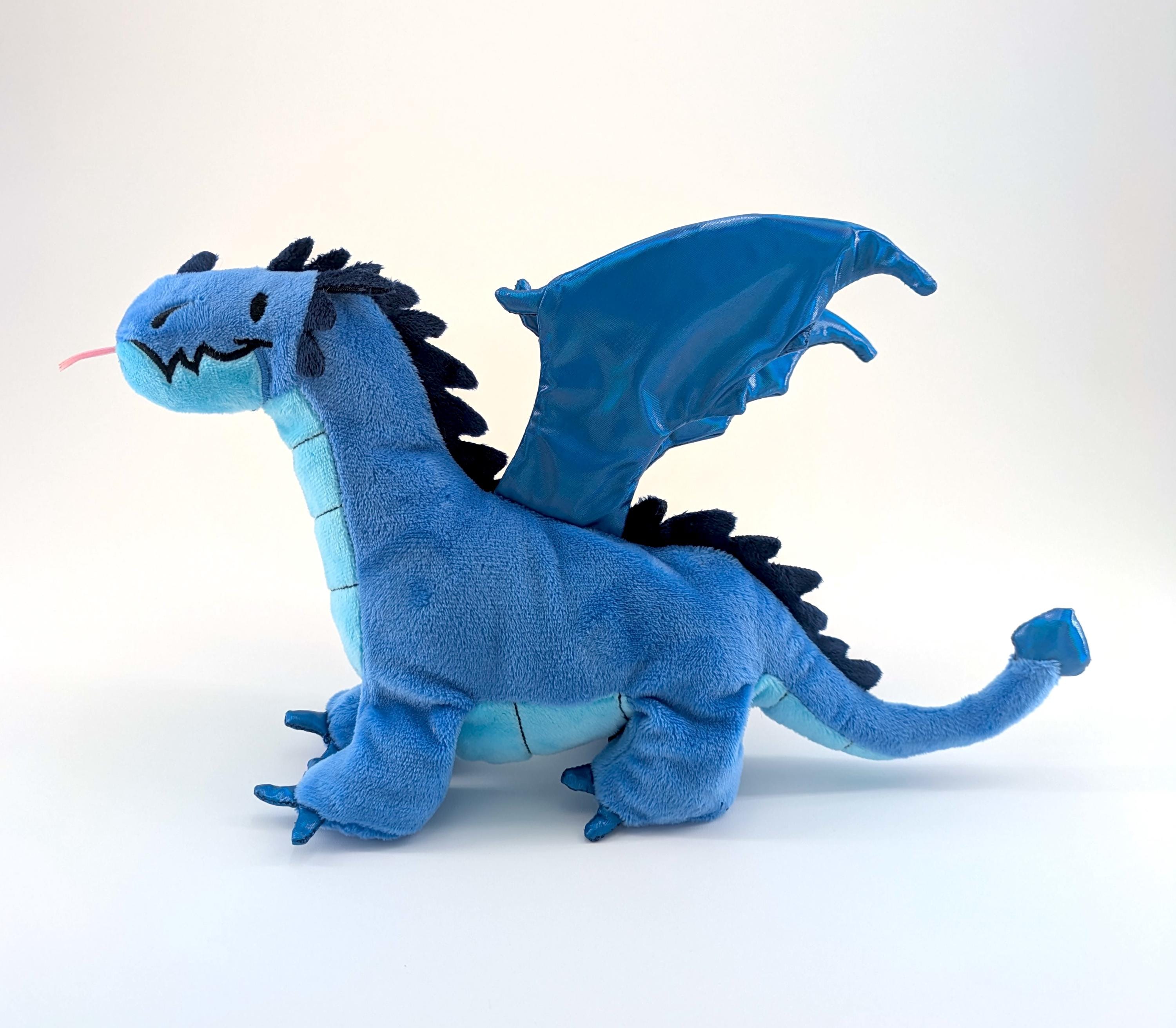 Blue Dragon Plushie: Poseable Wings, Eco-friendly Stuffed