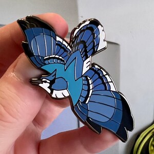 Blue Jay Hard Enamel Pin Blue Jay Pin Bird Pin Animal Pin Art Deco image 3