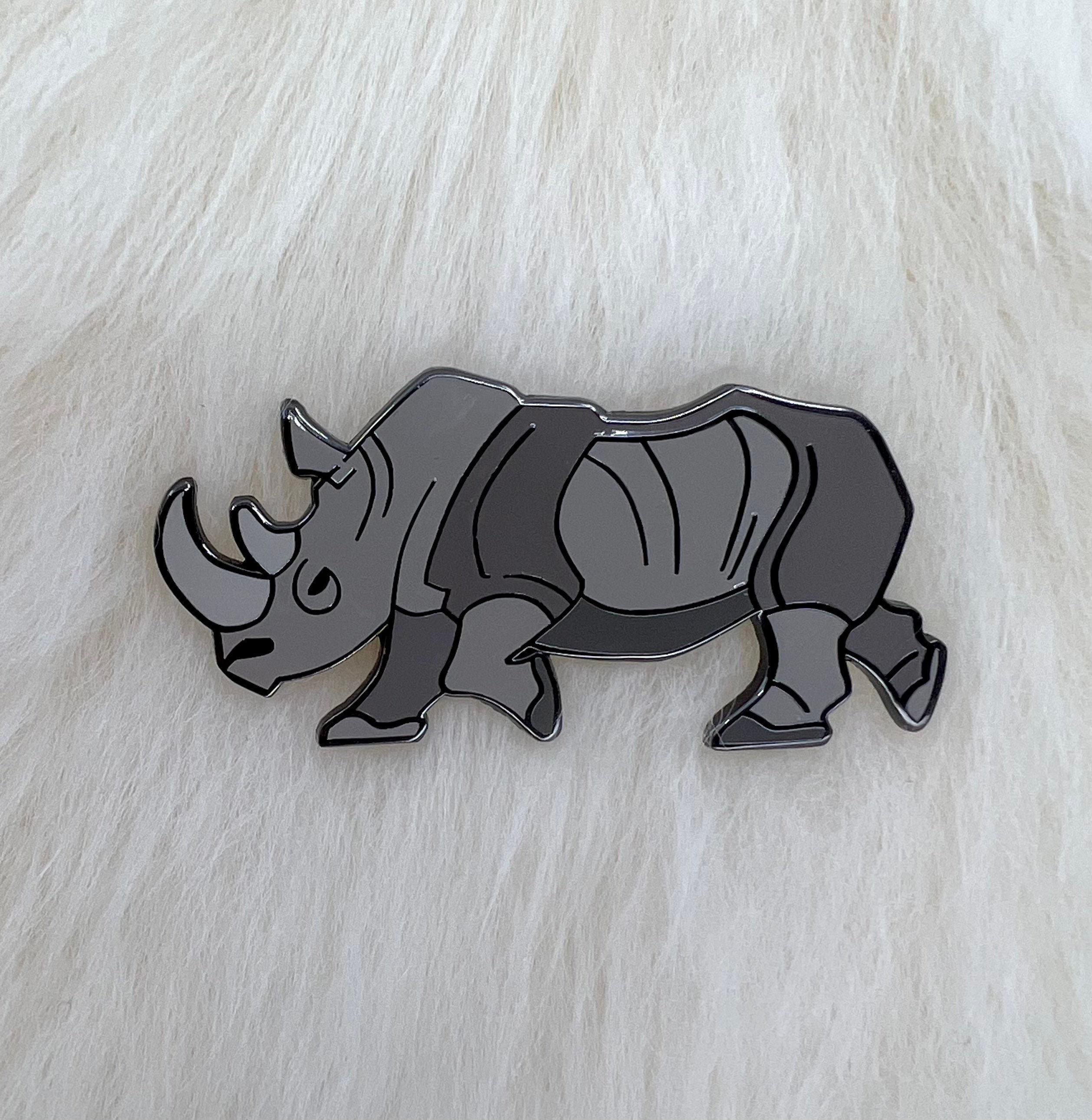 White Rhinoceros Hard Enamel Pin Rhino Pin Animal Pin Etsy 日本