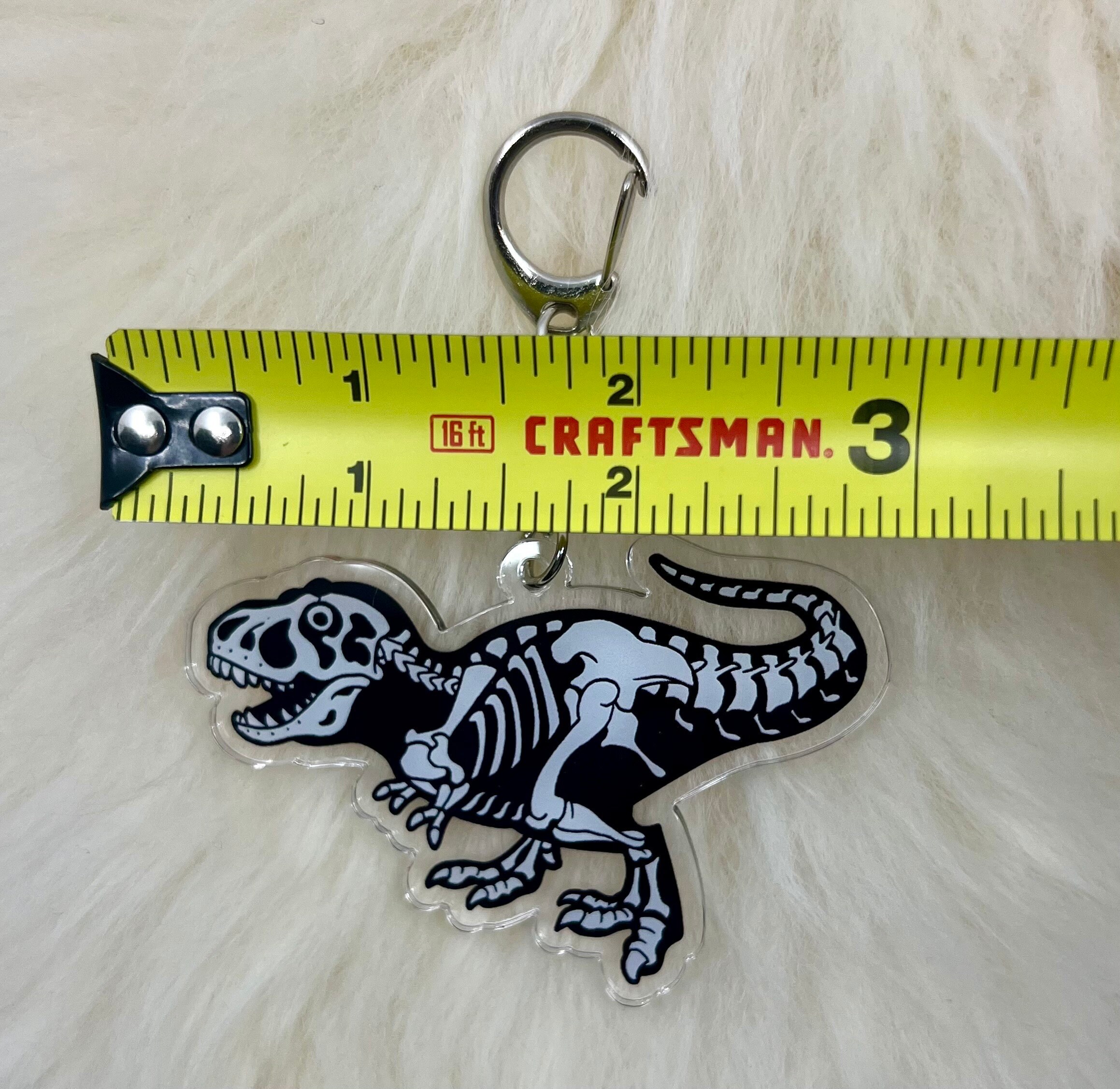 Double Sided T-rex Keychain: Tyrannosaurus & Fossil Design - Etsy