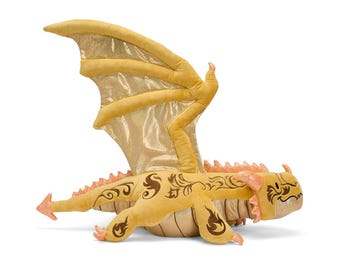 Weighted Gold Dragon Plush Anxiety Relief Stuffed Animal Fantasy Comfort Toy