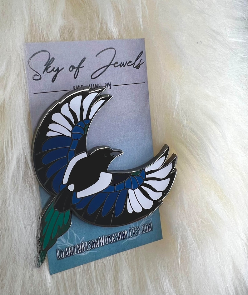 Magpie Bird Hard Enamel Pin Magpie Pin Bird Pin Art Deco image 3