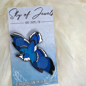 Blue Jay Hard Enamel Pin Blue Jay Pin Bird Pin Animal Pin Art Deco image 2